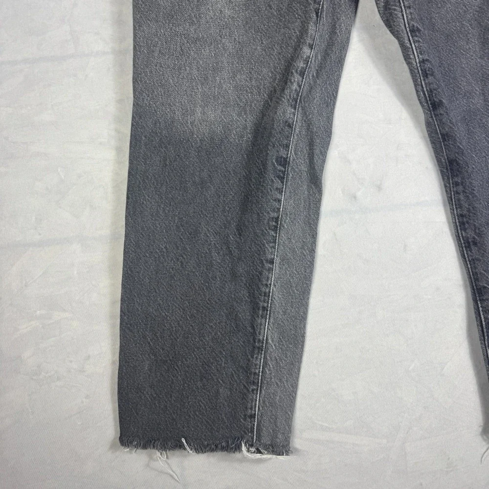 PacSun Womens Straight Jeans Dark Gray Denim Fray‎ Raw Hem High Rise Outdoor 28
